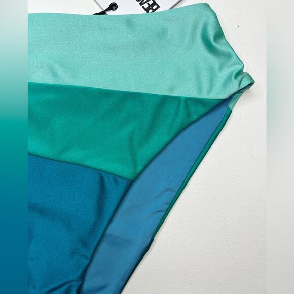 🆕 NWT Beach Riot Joyce Swim Suit One Piece One Shoulder Cut Out Blue Green XL - Picture 13 of 16
